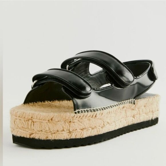 Reformation Black Platform Sandals Size 8 - Picture 4 of 5